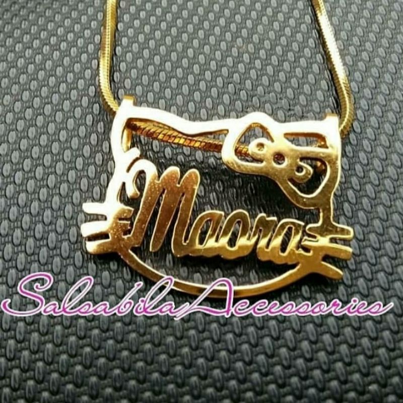 Liontin Nama Hello Kitty / Liontin Nama Lapis Emas / Liontin Nama Custom - Maora Hello Kitty Polos