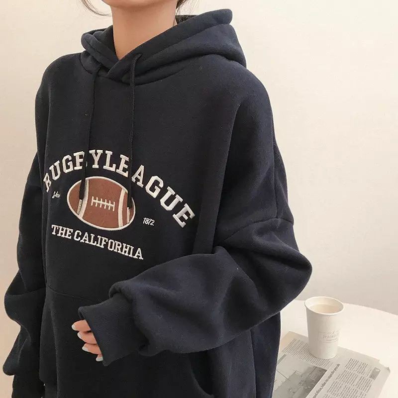 IvannaCollection Sweater Hoodie Wanita Oversize Tebal Jaket Hodie Couple Pasangan Rugby