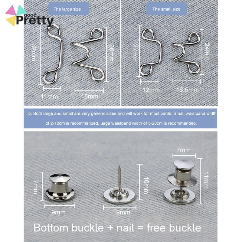 Kuku Gratis Pinggang Dilepas Penutup Tombol Jeans Penyesuaian Tombol Logam - PD