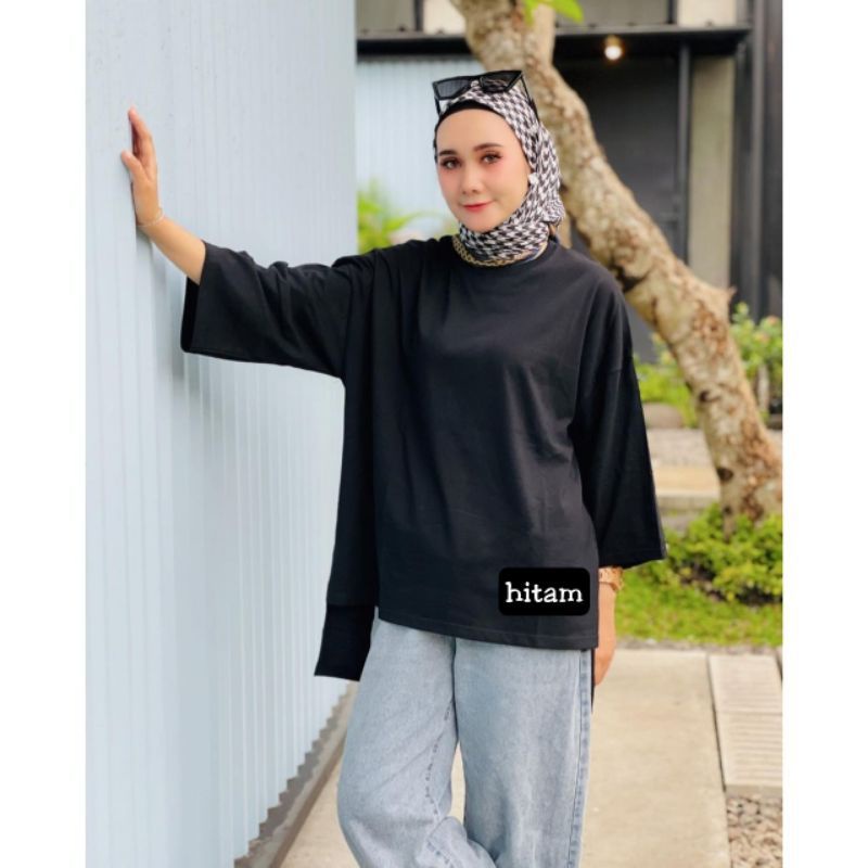 KAOS OVERSIZE WANITA POLOS HITS COMBED ORI KEKINIAN TRENDY MURAH STANDAR DAN JUMBO