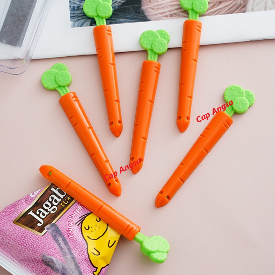 KLIP WORTEL CARROT CLIP SNACK SEALING PENJEPIT PENYEGEL IKETAN PLASTIK 1PC 5PCS TEMPELAN MAGNET KULKAS JEPITAN KEMASAN MAKANAN