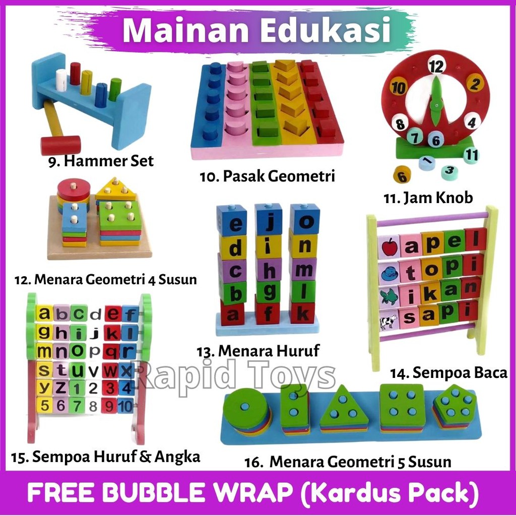 Rapid Toys Aneka Mainan Kayu Edukasi Anak Bisa COD