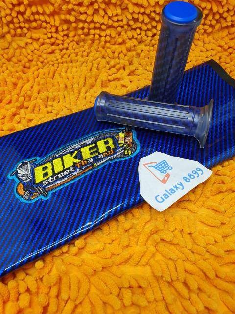 Kulit Jok Karbon Biru + Handgrip Karbon Kitaco Universal