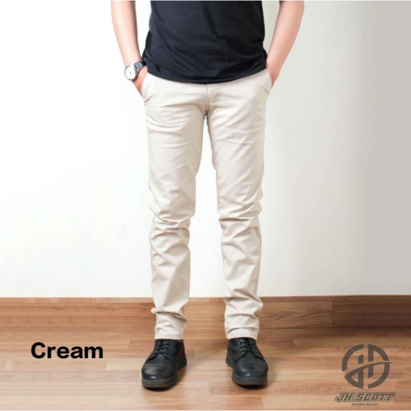 CELANA CHINO PRIA PANJANG/CELANA CHINO BIGSIZE/CREAM 28-42