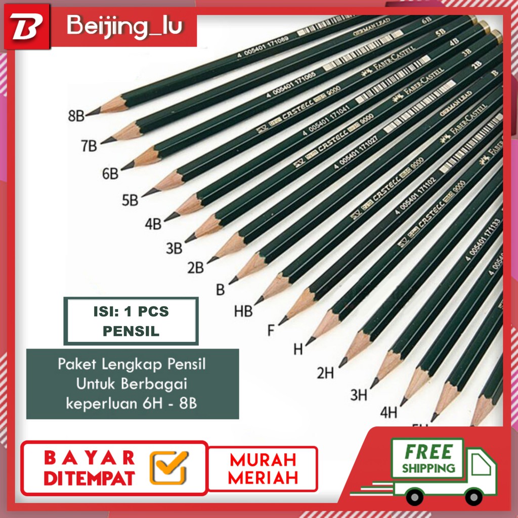 Jual Original Pensil Faber Castell 2B / Pinsil Kayu Faber Castell 8B ...