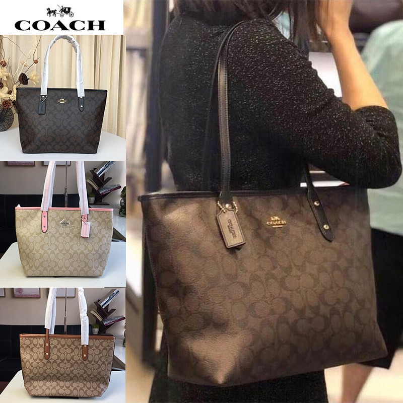 Asli baru Coach 58292 Tas WanitaTas Tote ，tas kulit sapi，tas pundak wanita import tas tote，tas punda