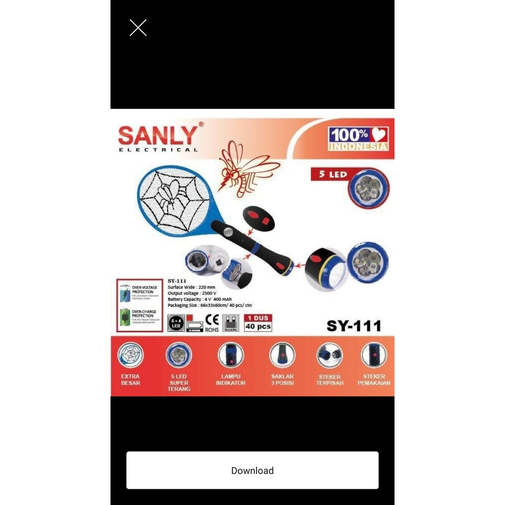 Jual Raket nyamuk sanly 111 Limited