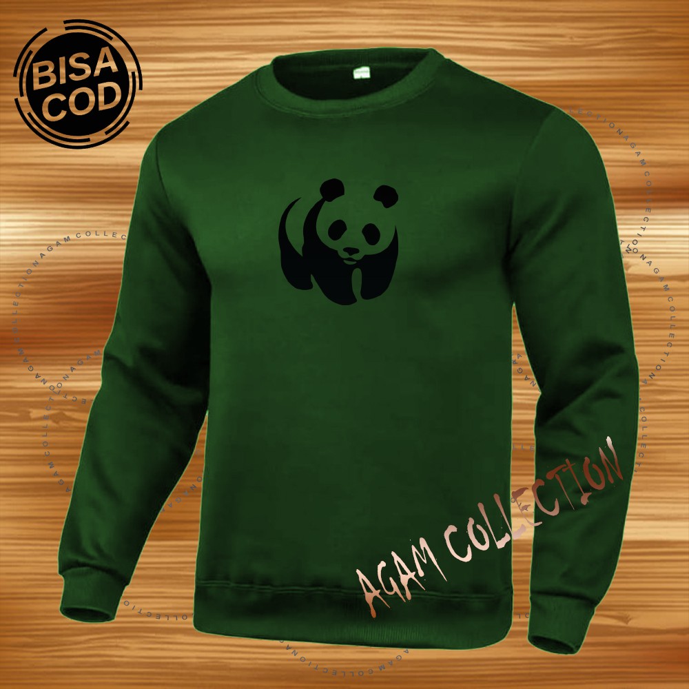 Agam collection Sweater Distro Panda Premium Text Hitam Pria Wanita