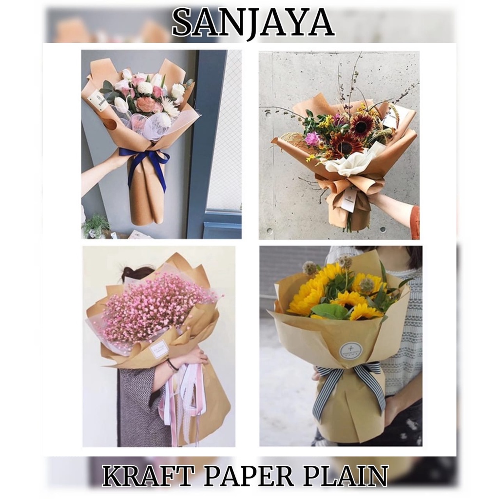 [40 Lembar] Kertas Buket Bunga Warna Polos / Kraft Paper Wrapping / Flower Wrapping Paper Colour / Kraft Paper Plain