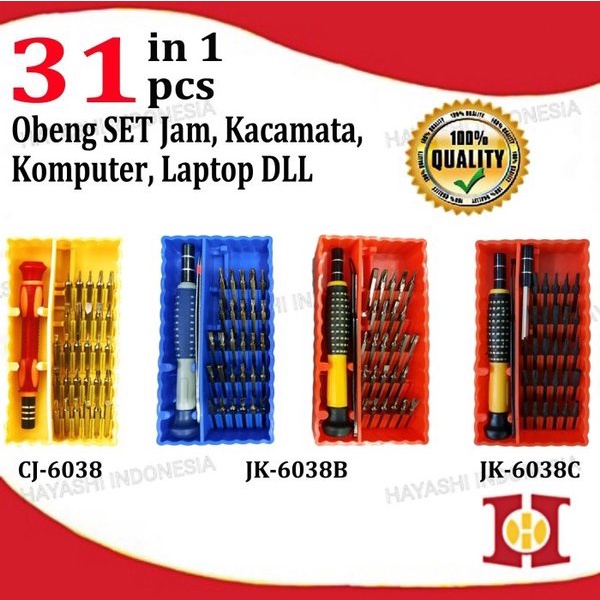 Obeng Set Kotak 31 in 1 Magnet Service Jam Handphone Computer Laptop