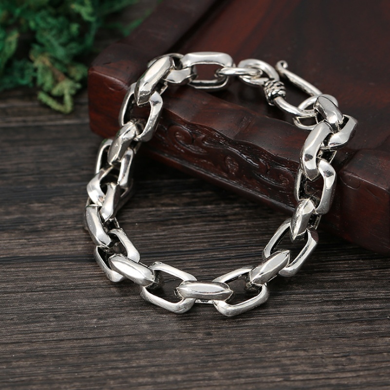 Gelang Bahan Sterling Silver Bentuk Persegi Panjang Serbaguna Untuk Pria