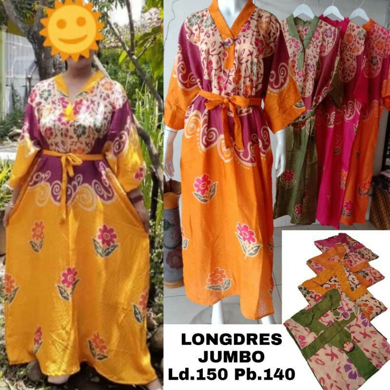 Daster Batik Jumbo / Daster Long Super Jumbo / Long Dress Panjang Busui Batik Cap Dobyy Tenun