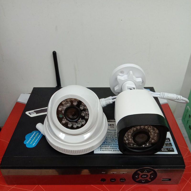 PAKET CCTV 4 CHANNEL WIFI DENGAN 2 KAMERA 5MP 1080P