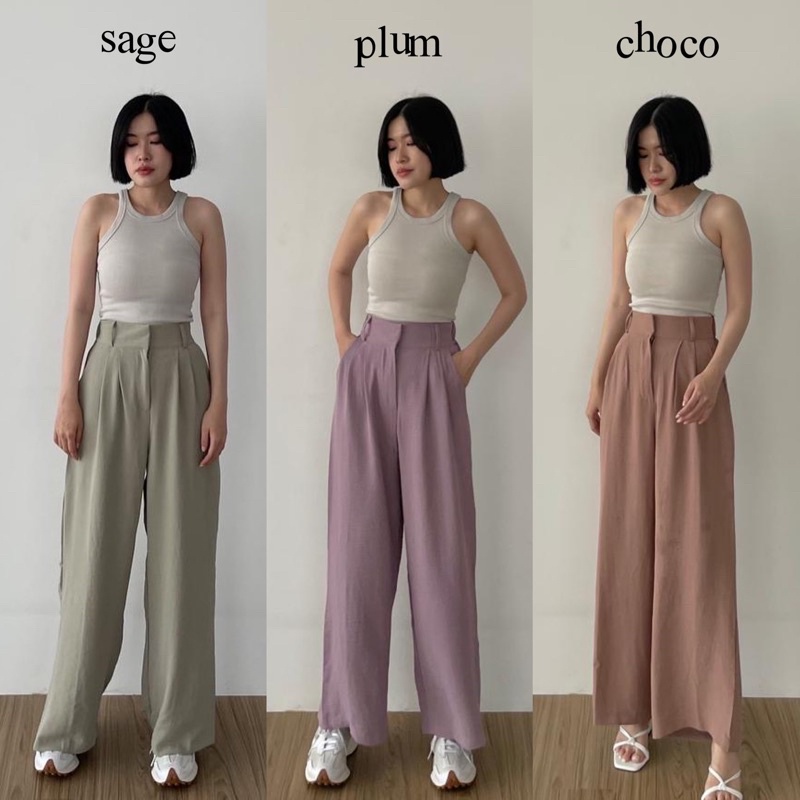 Loose Cullote Pants Trousers Wanita - Celana Kulot Crinkle Highwaist Wanita - Celana Anti Kusut - Celana Kulot Panjang