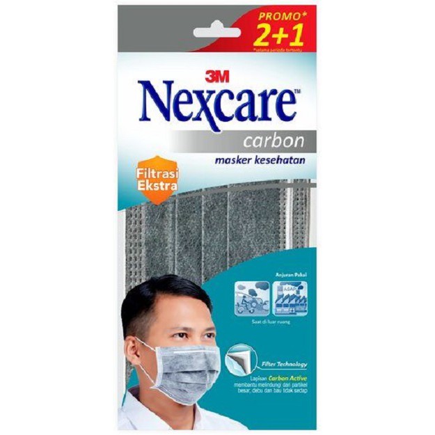 Nexcare masker earloop 3M lapisan Carbon aktiv