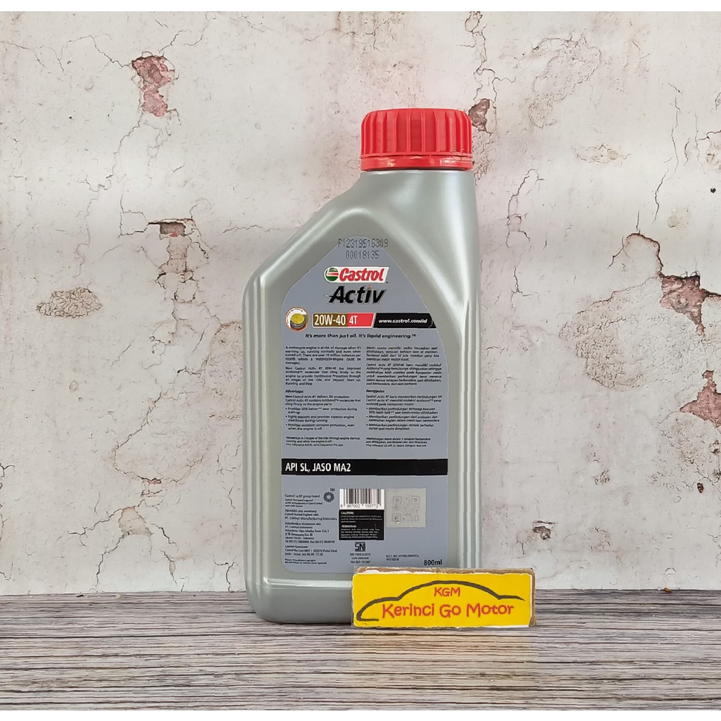 OLI CASTROL ACTIVE 4T 20W-40 0.8L - OLI MOTOR CASTROL ACTIVE 4T 20W40