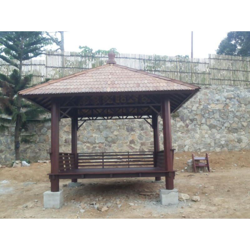 gazebo - saung gazebo - gazebo tempat santai - saung kayu kelapa