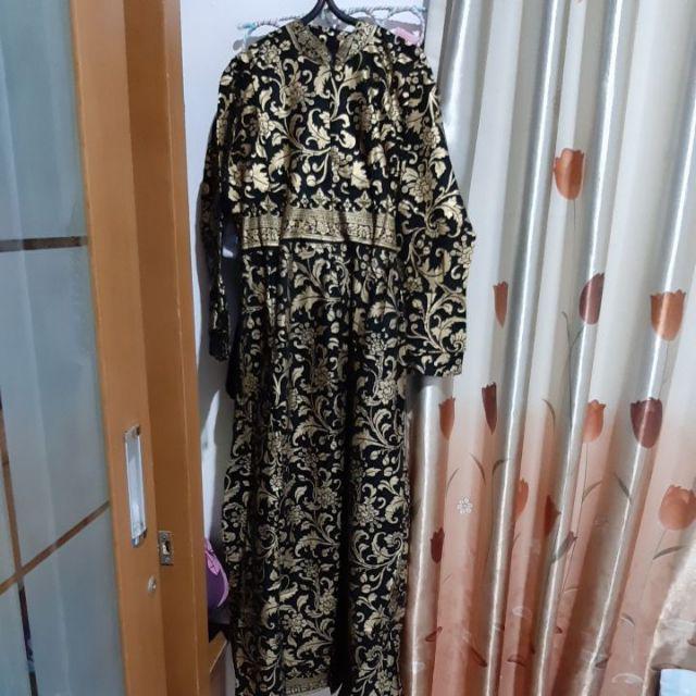 Gamis Batik Motif Bunga Mewah Glamour Murah / Busui  Big Size Jumbo Xxl Ld 120 Warna Pink Emas Biru