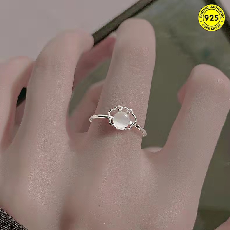 Xiangyun Cincin Jari Telunjuk Model Terbuka Hias Opal Gaya Cina Retro Untuk Wanita