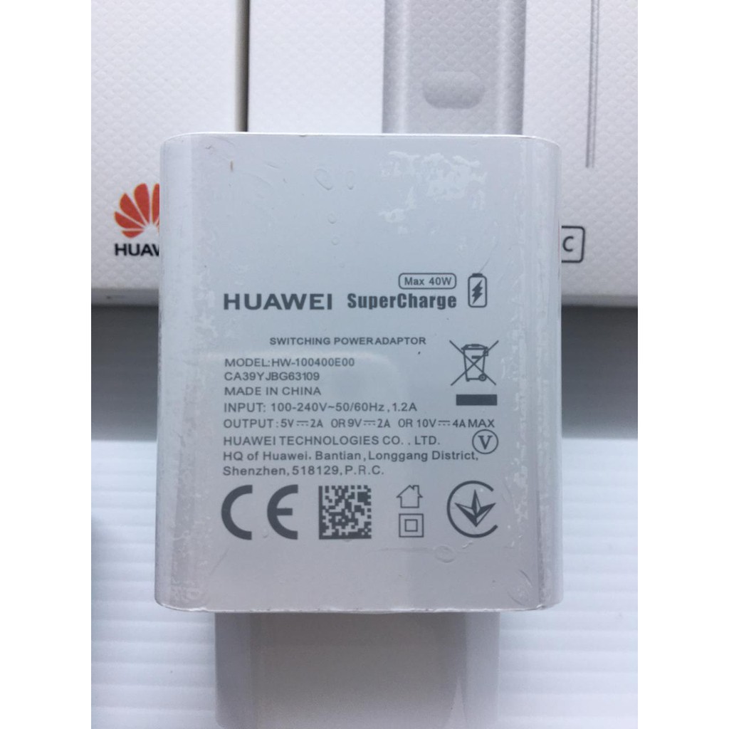 Charger Huawei 66W Nova 5T USB Type-C SuperCharge Fast Charging 40W HW-100400E00 Original P30 P30 PRO P4