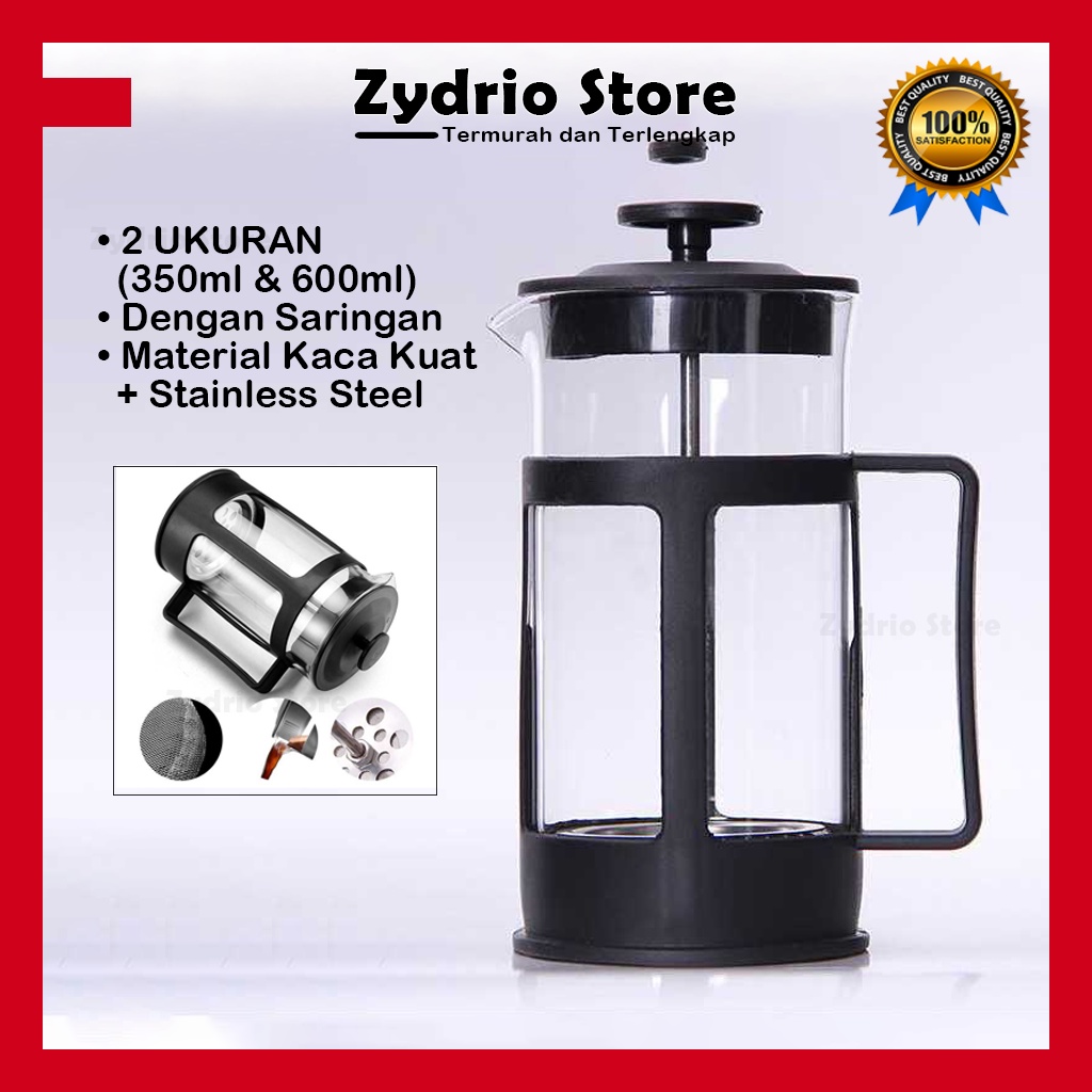 Teko Teh dengan Saringan / Teko Filter Saring Kopi Tea Pot Kaca Glass