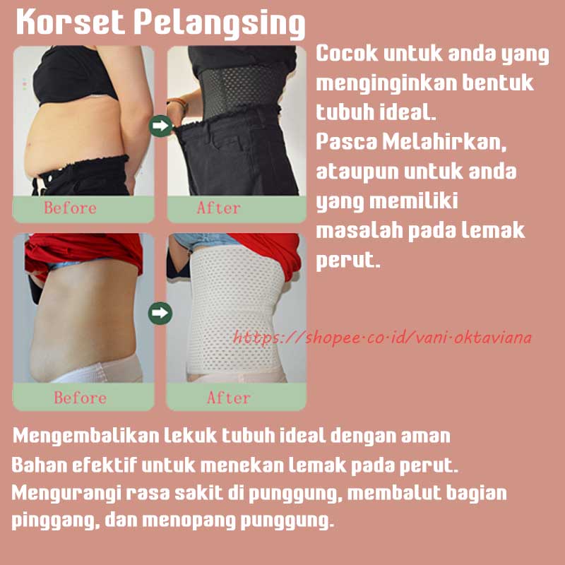 Waist Shaper / Korset Stagen / Korset Pelangsing / Peramping Perut dan Pinggang (3 Ukuran Pengait)