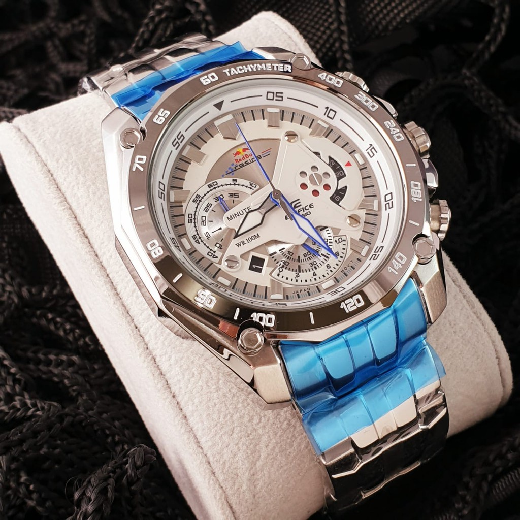 Jam Tangan Pria C*s*o ED*F*C* EF-550 RedBull Racing Chronograph White Dial Silver Steel