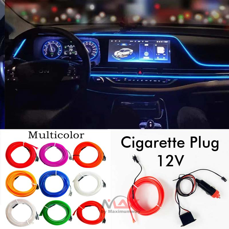 LED Neon Dekorasi Interior Mobil 3 meter 12 V Cigarette Plug Lampu Interior Mobil LED Neon