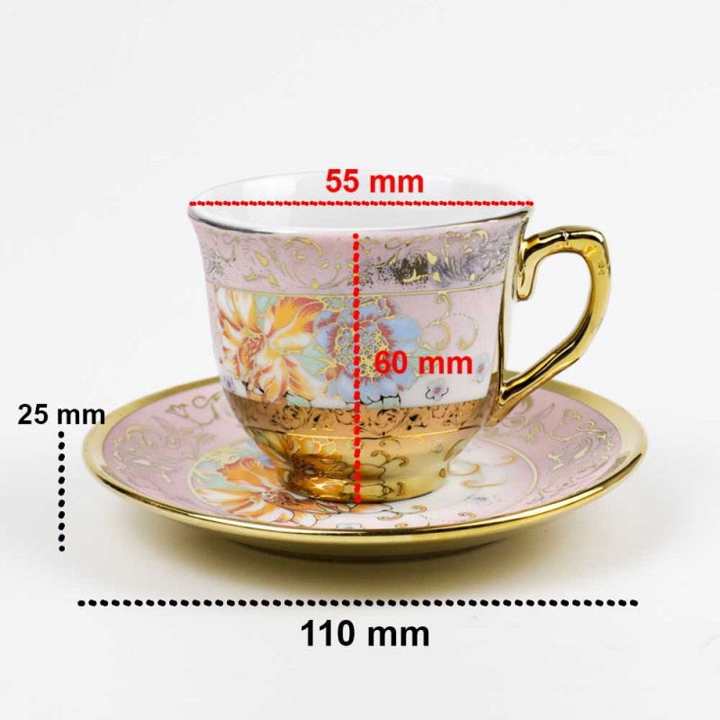 Cangkir Keramik Tea Set 6 Pcs Gelas Mug European Vintage Multi Warna