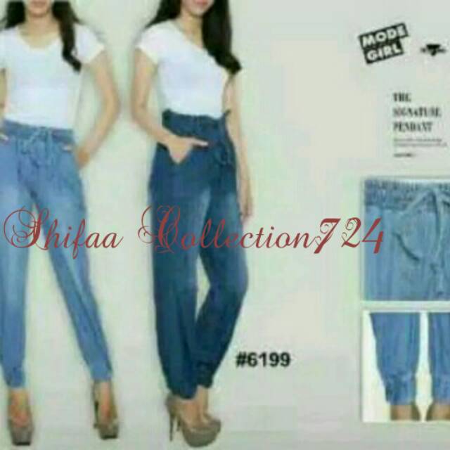 Celana Joger Jeans Panjang Wanita Bahan Soft Jeans , Ukuran Standar (BB 40-60 kg) dan Jumbo (BB 60-80 kg)