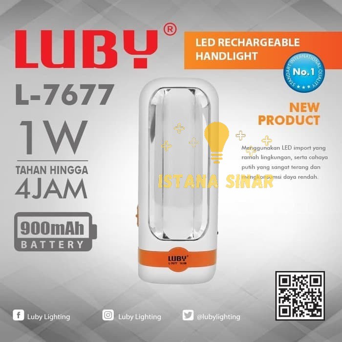 Lampu Emergency LED Lampu Darurat LED plus Senter L 7677 LUBY