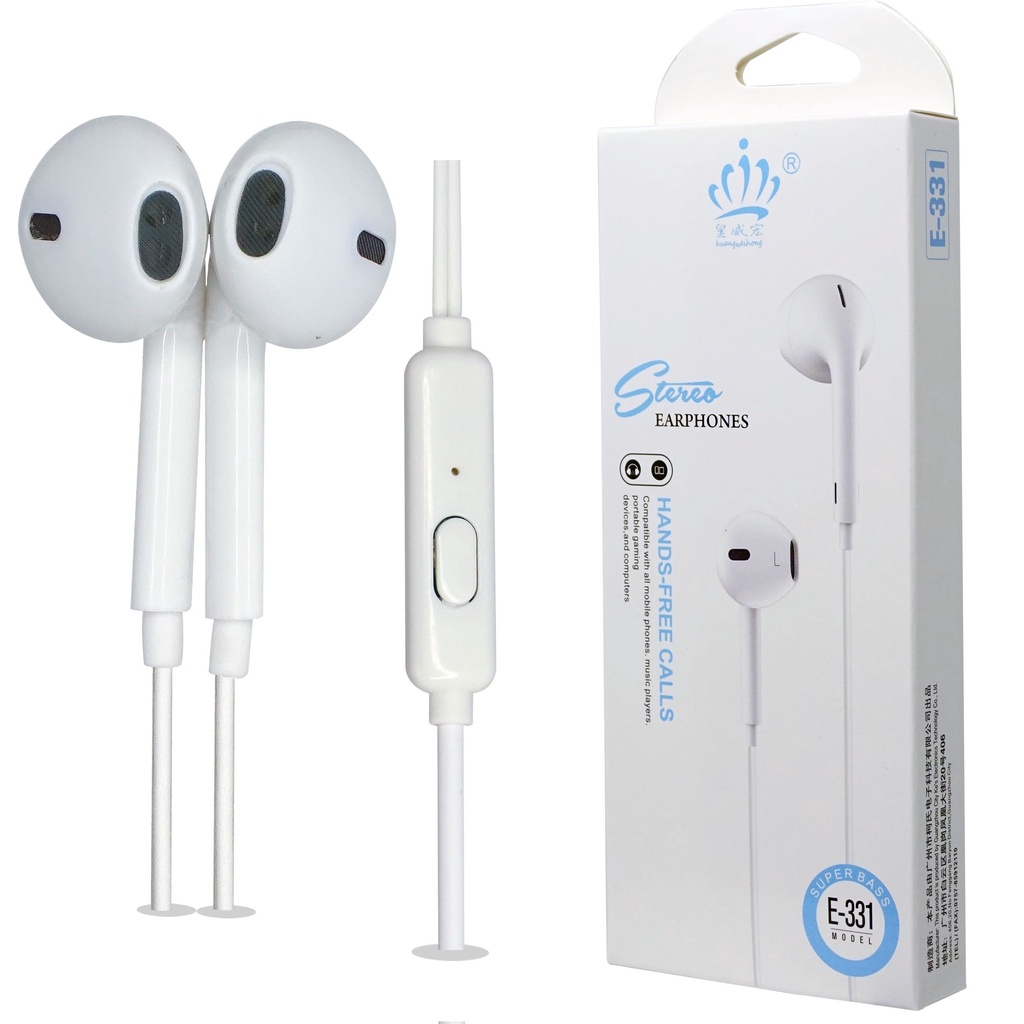 HANDSFREE / HEADPHONE Bass / HEADSET Stereo / EARPHONE Kabel Non Karet - E331