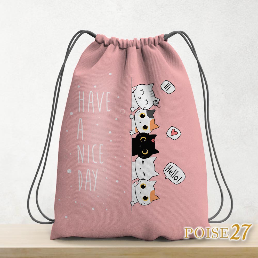 Tas Serut Fashion Ransel Lucu / Drawstring Santai Kuliah Pria Wanita Cowok Cewek / Tas Basket / Tas 