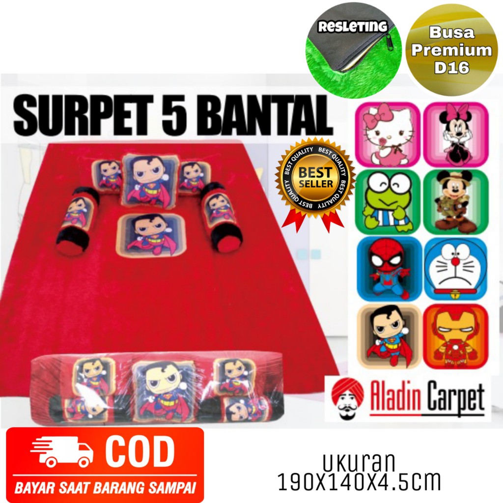 Surpet Karakter Set 5 Bantal Ukuran 190 X 140