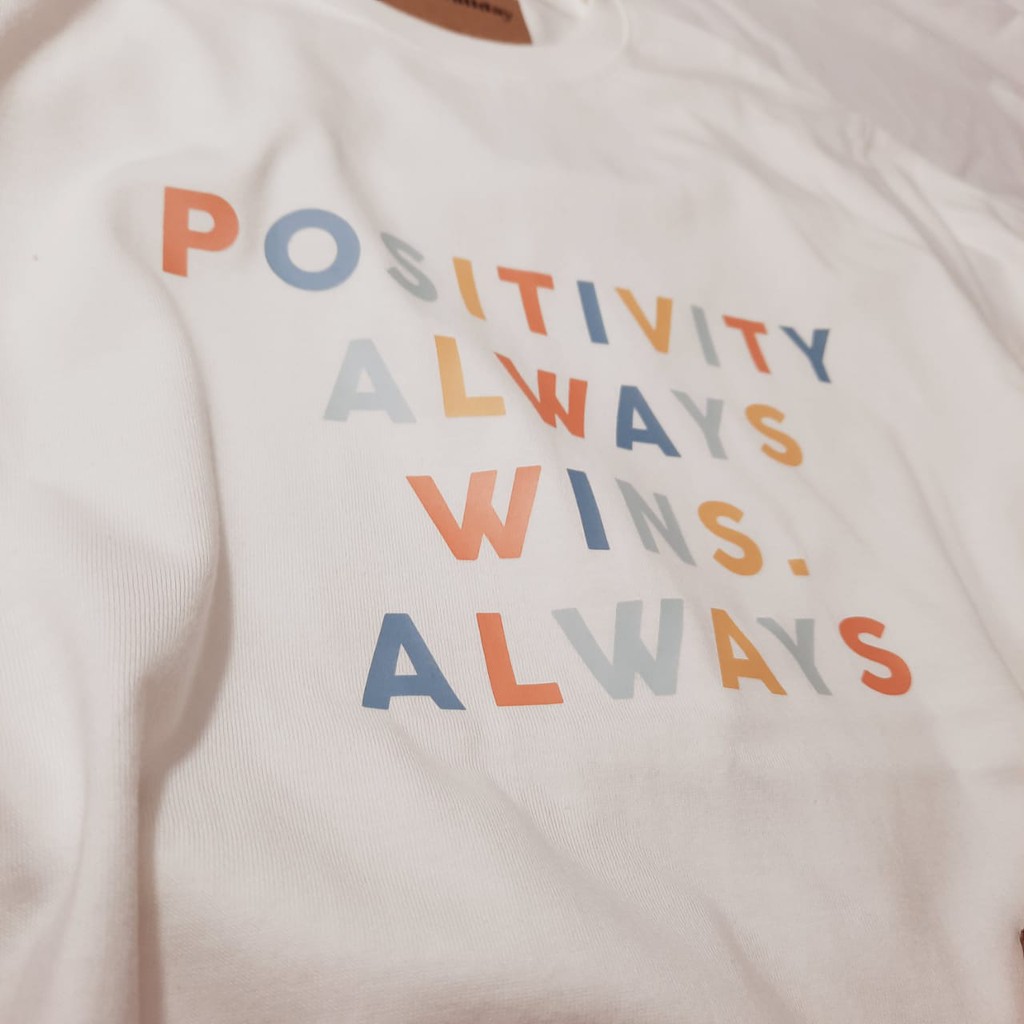 Tshitrallday Kaos Premium Unisex Pria &amp; Wanita bisa Oversize 100% Cotton Combed GRAPHIC POSITIVITY WINS