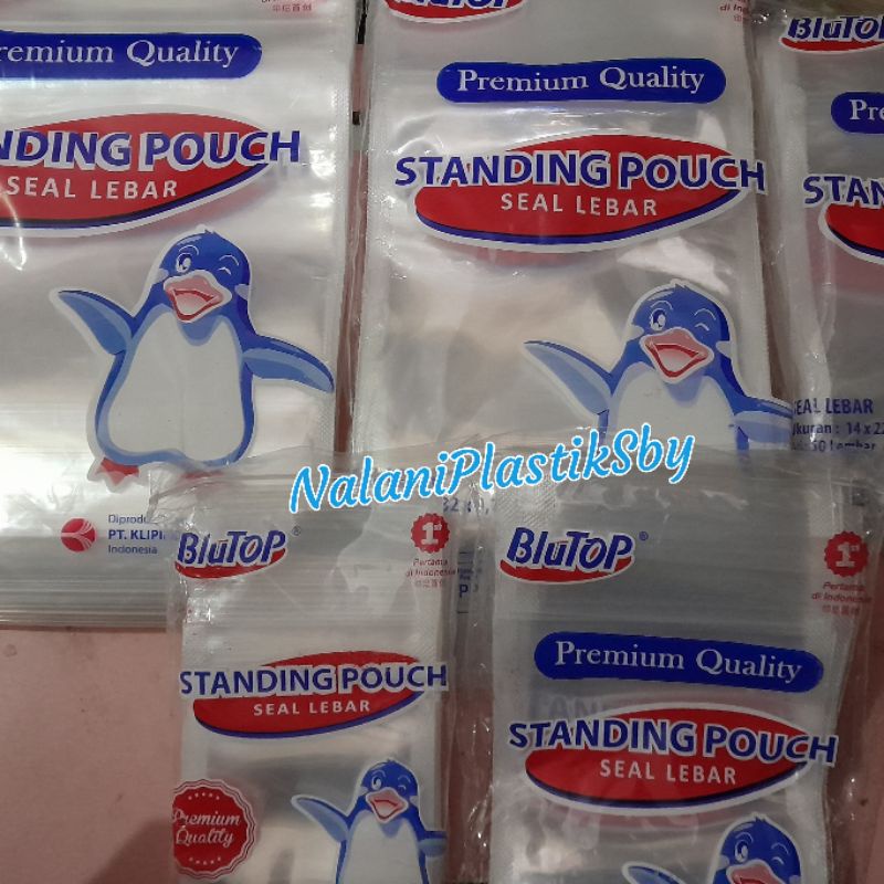 PLASTIK STANDING POUCH STP BLUTOP SEAL LEBAR DAN BIASA