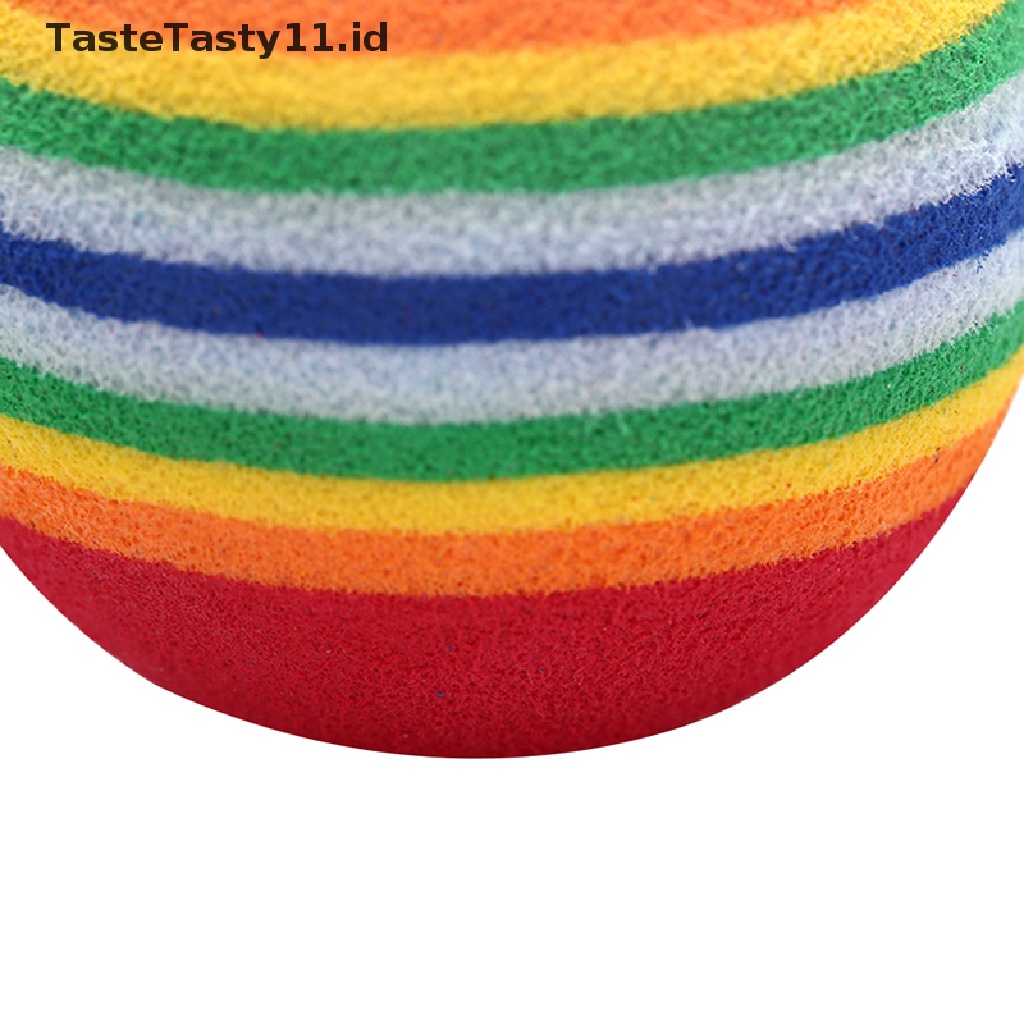 Tastetasty 10Pcs Bola Golf Bahan Busa Motif Garis Warna Pelangi Untuk Latihan
