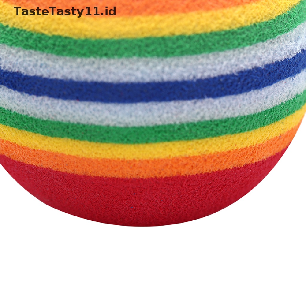 Tastetasty 10Pcs Bola Golf Bahan Busa Motif Garis Warna Pelangi Untuk Latihan