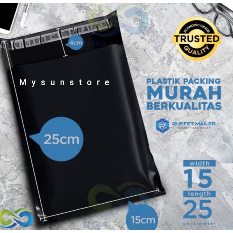 PLASTIK POLYMAILER Ukuran 15x25 cm Packing Warna Hitam Harga per ikat Murah Mysunstore