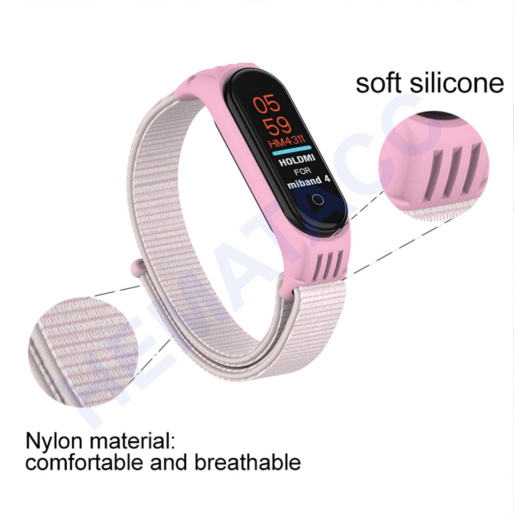 Strap Nylon Mi Band 6 5 4 3 Tali Jam Nilon Xiaomi Smartband M6 M5 M4 M3 OASE-6