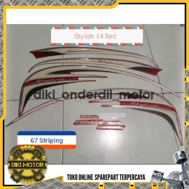 Striping Motor Honda Scoopy Stylish 2014 Red