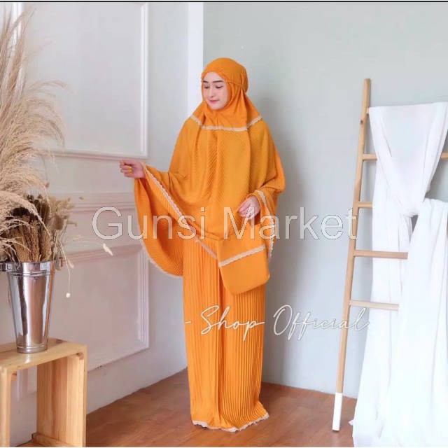 Gunsi Market - Mukena Plisket Renda / Fashion Muslim Wanita/mukena/mukena kekinian/ mukena keren