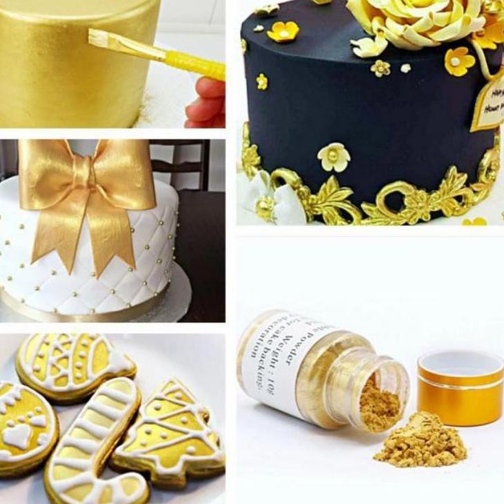 〖Bisa COD〗 Edible LUSTER DUST GOLD Hiasan Kue Bisa dimakan | Bubuk Serbuk Emas Dekorasi Roti Ulang T