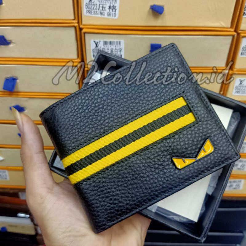 Dompet Lipat Pria Fendi Monster Yellow Eye Leather