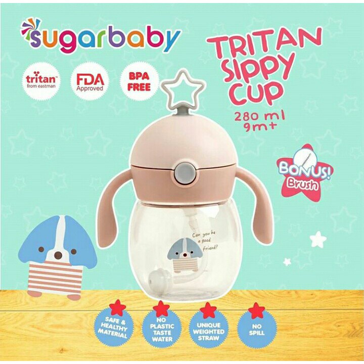 Sugar Baby Tritan Sippy Cup Star 240ml/280ml Botol Minum Sedotan Bayi