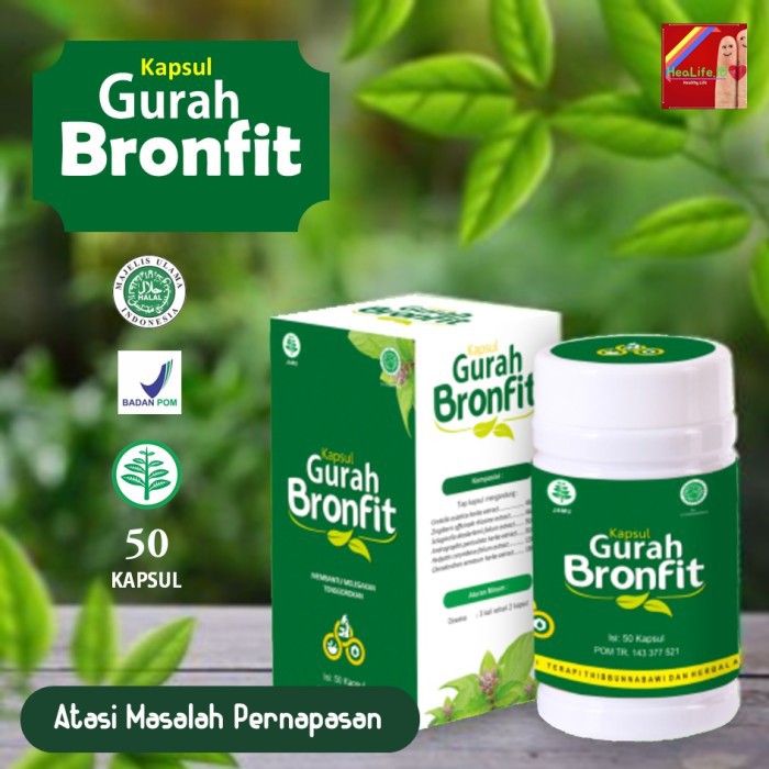 Kapsul Gurah Bronfit Asli, Herbal Batuk Menahun, Asma, Flu, Sesak Nafas