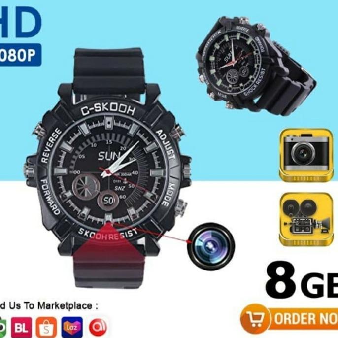 Spy Cam Watch Jam Tangan Hidden Camera Kamera Tersembunyi Full HD 8GB