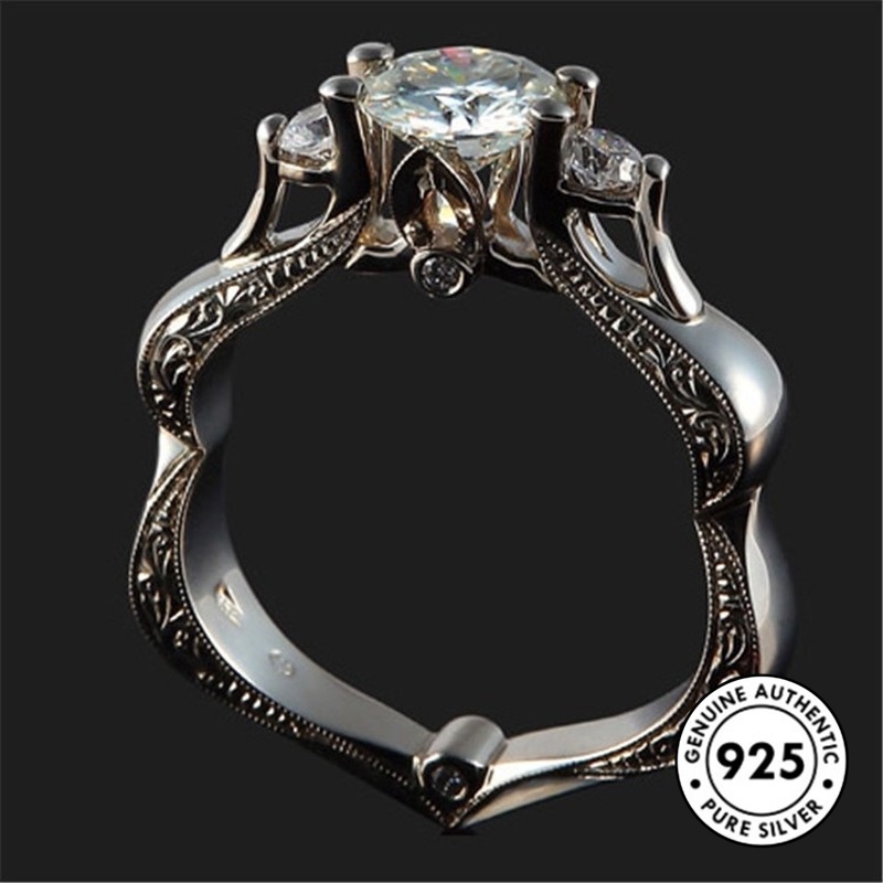 Cincin Berlian Bahan S925 Silver Untuk Wanita