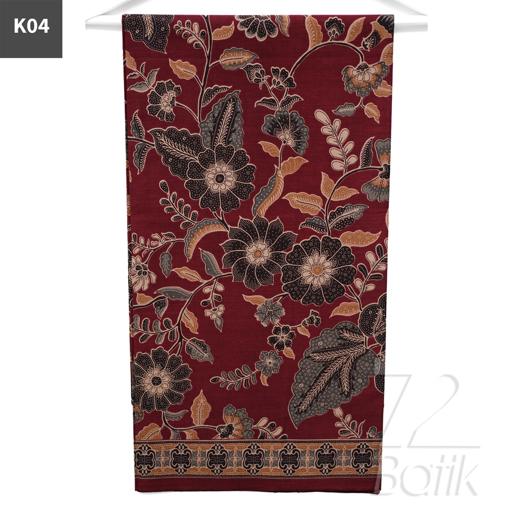 KAIN BATIK PREMIUM Bahan Katun Motif Kembang Sari Warna Merah 721188 Cap 72 Jarik Jarit Samping Kebat Panjang Batik Katun Modern Premium Bahan Seragam Batik Pernikahan Kantor Keluarga Murah Kamen Jadi Batik Bali Lembaran