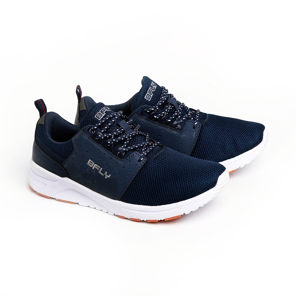 BFLY Sepatu Snekaers Casual Sporty Wanita INCOMER Navy White Synthetic Mesh Original